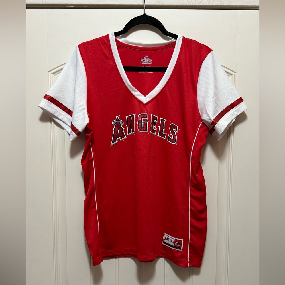Majestic women’s Angels Red and White Jersey